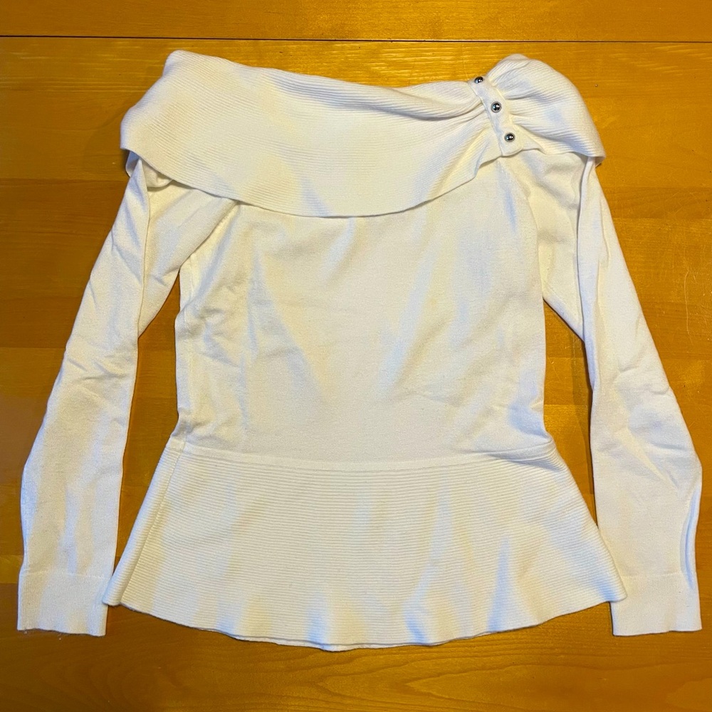 White House Black Market Off-White Cowl Neck Sweater